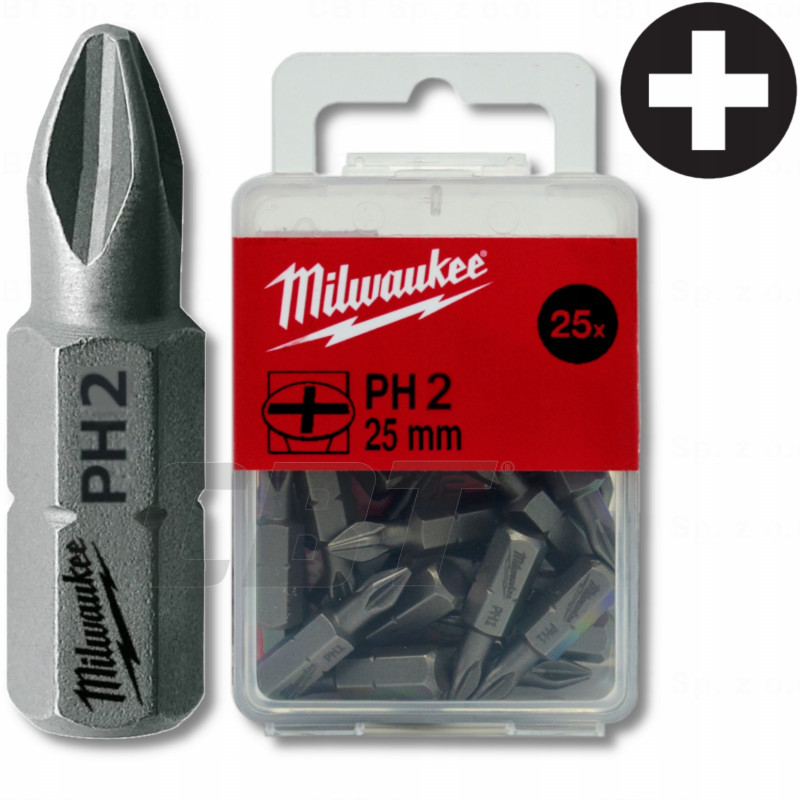 Bit phillips PH2 dł. 25 mm (25 sztuk) MILWAUKEE