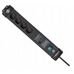 Listwa przeciwprzepięciowa 60.000A 4 gniazda 3m H05VVF3G1 czarna PremiumLine BRENNENSTUHL