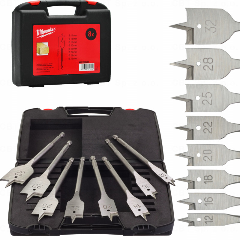 Zestaw wierteł piórowych 12/16/18/20/22/25/28/32 w