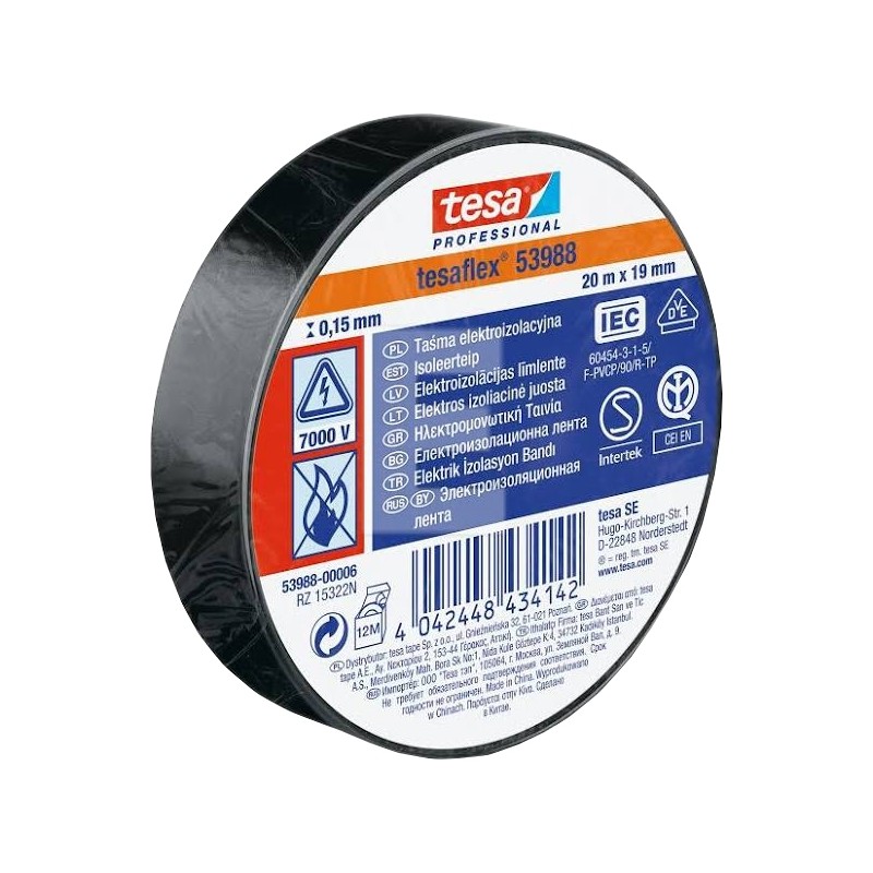 Taśma izolacyjna PVC 20m x19mm czarna TESA