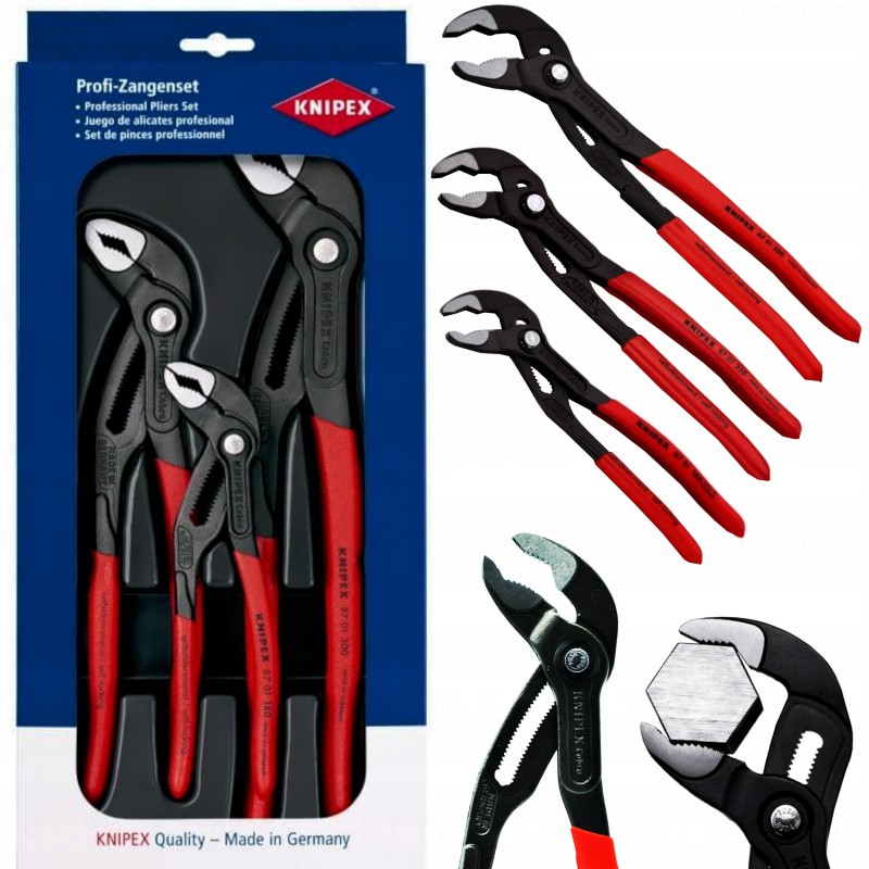 Szczypce do rur zestaw 3 szt. 180/250/300 mm. Cobra KNIPEX