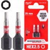 Bit Shockwave Hex2,5 25 mm (2 sztuki) MILWAUKEE