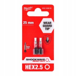 Bit Shockwave Hex2,5 25 mm (2 sztuki) MILWAUKEE