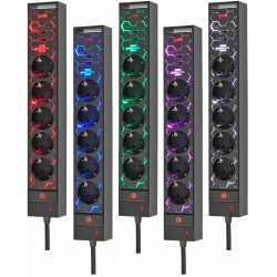 Gamingowa listwa zasilająca GSL 05 USB z oświetleniem LED BRENNENSTUHL