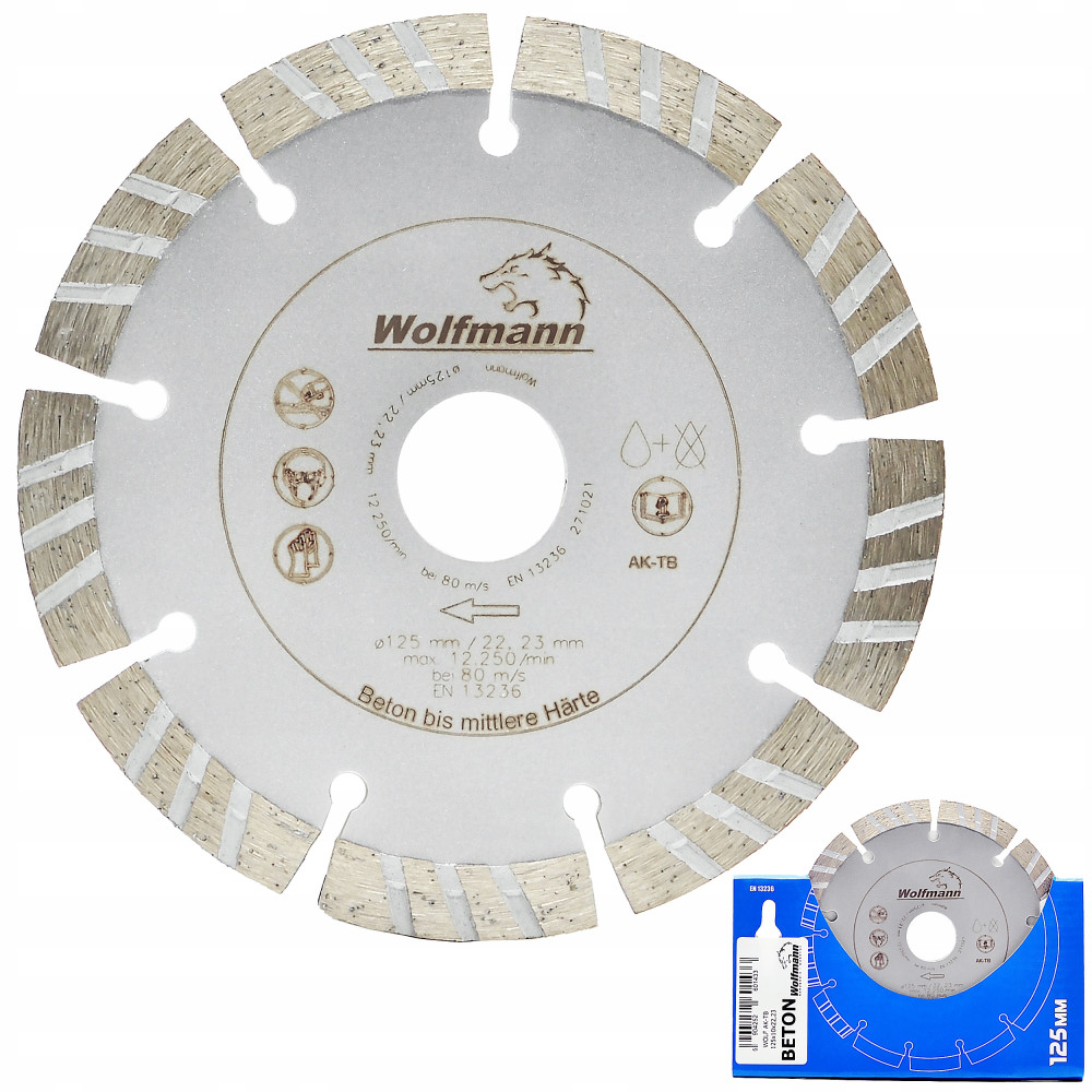 Tarcza diamentowa do betonu AKTB 125 x 10 x 22,23 mm WOLFMANN