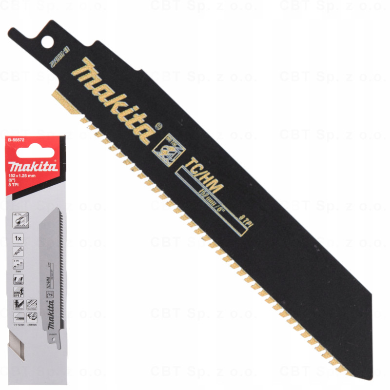 Brzeszczot do piły szablastej 152 x 1,25 mm 8 TPI, TC/HM, stal żeliwo 4-12mm (1szt) MAKITA