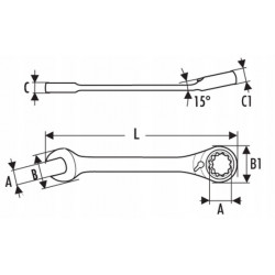 Klucz płaskooczkowy z grzechotką 13 mm EXPERT