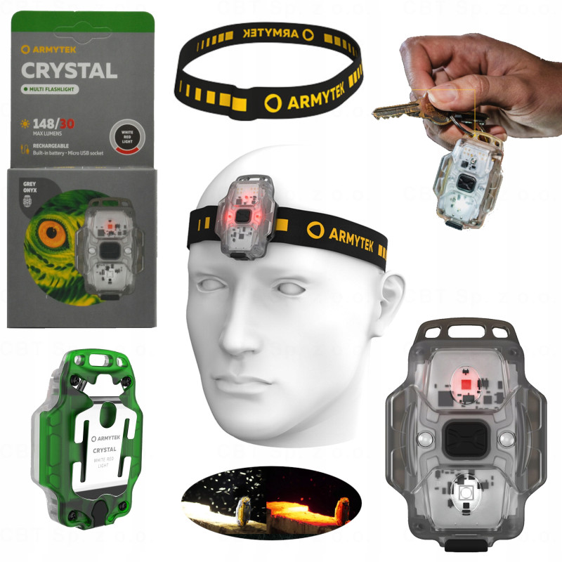 Latarka mini Crystal Grey Biały Czerwony Armytek