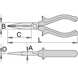 Szczypce półokrągłe, długie 170mm, z bocznym ucinakiem, częścią chwytową, proste, izolowane