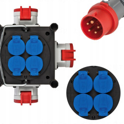Kompaktowy rozdzielacz gumowy BSV 3 LS E/16 2 IP44 1m H07RN-F 5G1,5 3xCEE400V + 4x230V FR