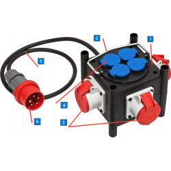 Kompaktowy rozdzielacz gumowy BSV 3 LS E/16 2 IP44 1m H07RN-F 5G1,5 3xCEE400V + 4x230V FR