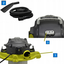 Odkurzacz na mokro/sucho 1500W RVC-1530IPT-G Ryobi 1500W VAC IN2 RYOBI