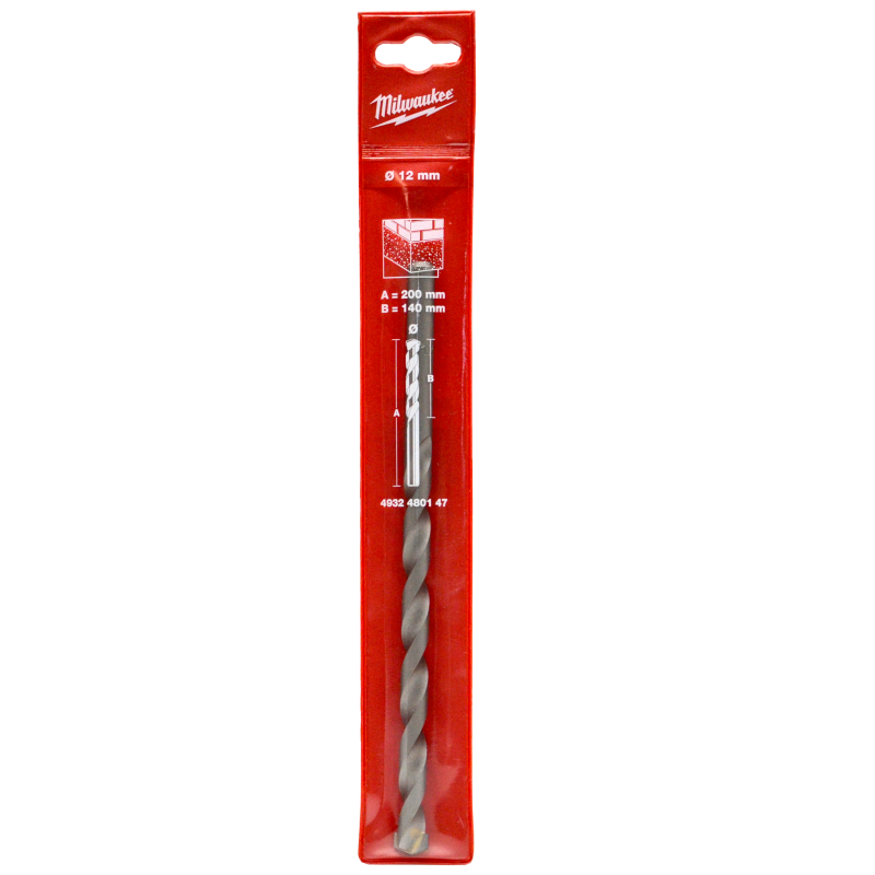 Wiertło do betonu z uchwytem cylindrycznym 12 x 140 x 200 mm MILWAUKEE