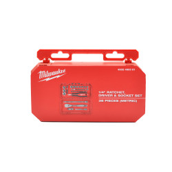 Grzechotka, nasadki 1/4“ i bity 38szt MILWAUKEE