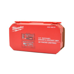 Grzechotka, nasadki 1/4“ i bity 38szt MILWAUKEE
