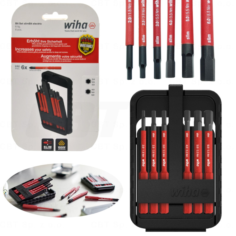 Zestaw bitów Wiha slimBit electric sześciokątne (6 sztuk)