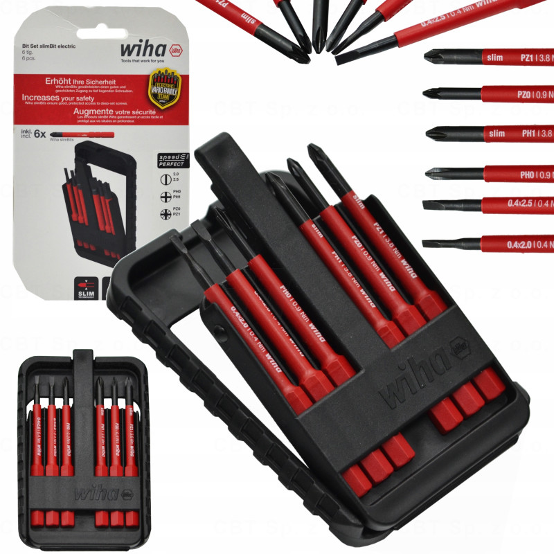 Zestaw bitów Wiha slimBit electric PH, PZ, SL (6 sztuk)