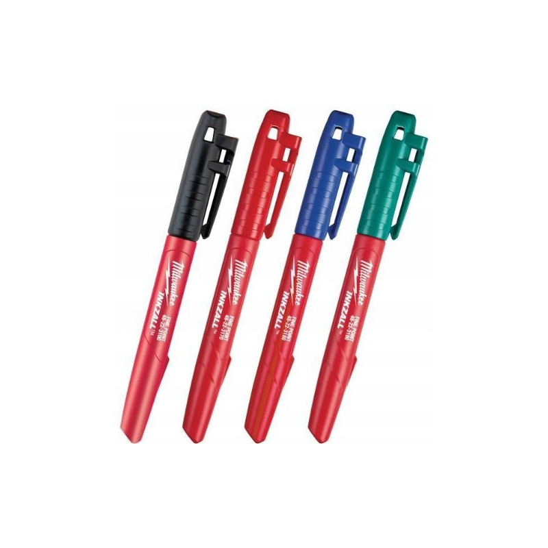 Kolorowe markery (zestaw 4 markerów: czarny, czerwony, niebieski, zielony) MILWAUKEE