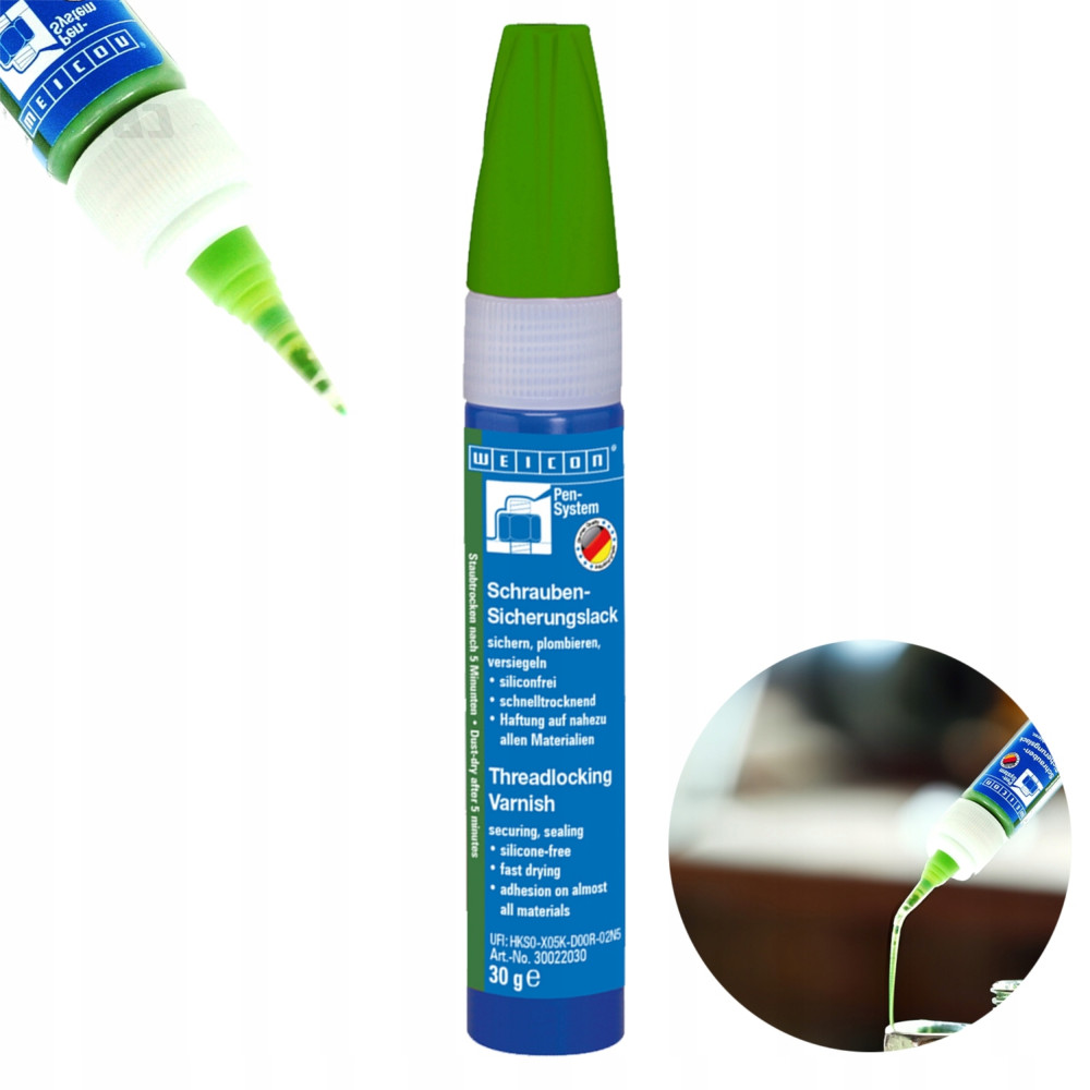 Lakier zabezpieczający do gwintów zielony 30 g Weicon