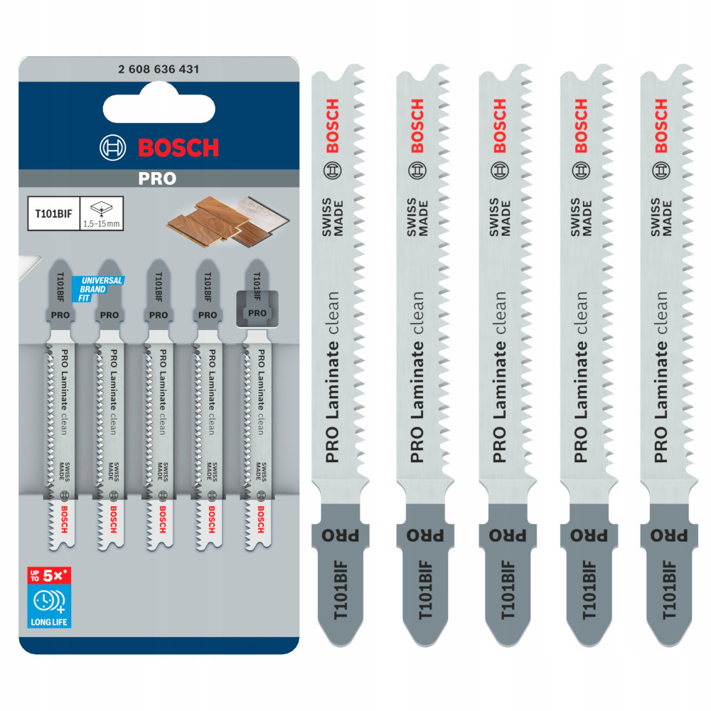 Brzeszczot do wyrzynarki parkietów laminatów Bosch Pro Laminate Clean T101BIF (5 sztuk)