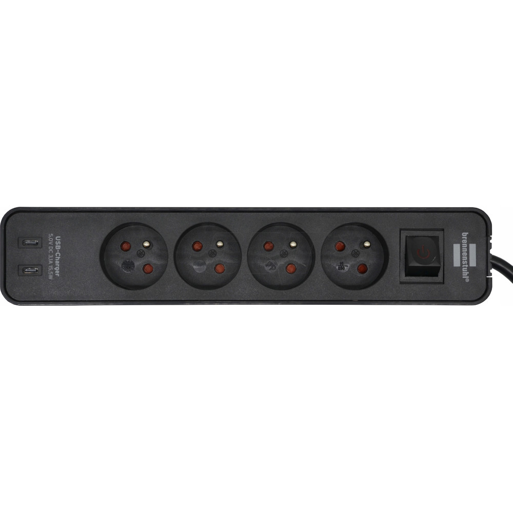 Listwa zasilająca Ecolor z gniazdem ładowania 2 x USB-C 4 gniazda kabel 1,5 m Brennnestuhl