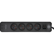 Listwa zasilająca Ecolor z gniazdem ładowania 2 x USB-C 4 gniazda kabel 1,5 m Brennnestuhl
