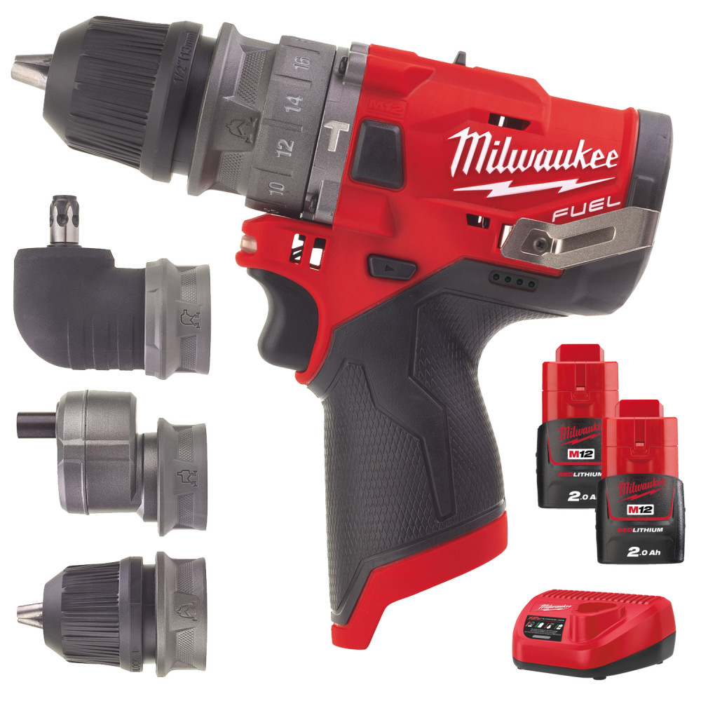 Subkompaktowa wiertarko-wkrętarka z udarem i wymiennym uchwytem M12 FPDXKIT-202X Milwaukee