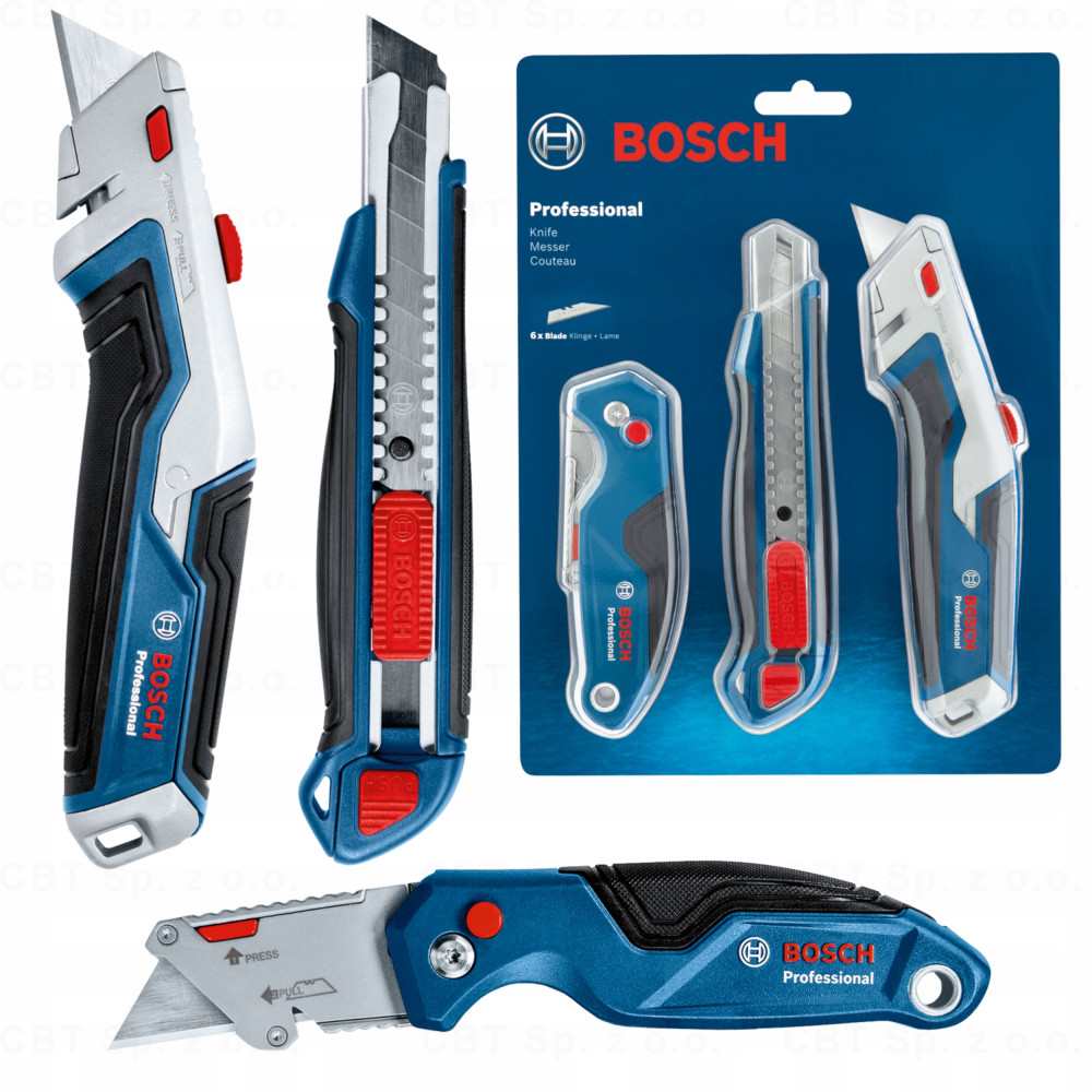 Zestaw 3 noży + 6 zapasowych ostrzy Bosch Professional