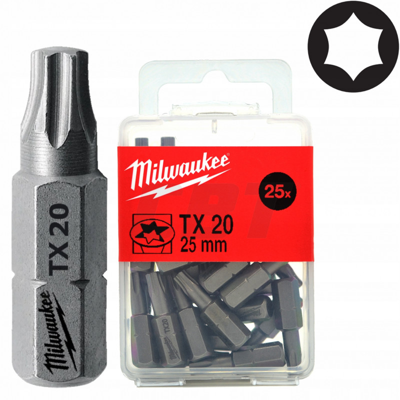 Bit torx TX20 długość 25 mm (25 sztuk) MILWAUKEE