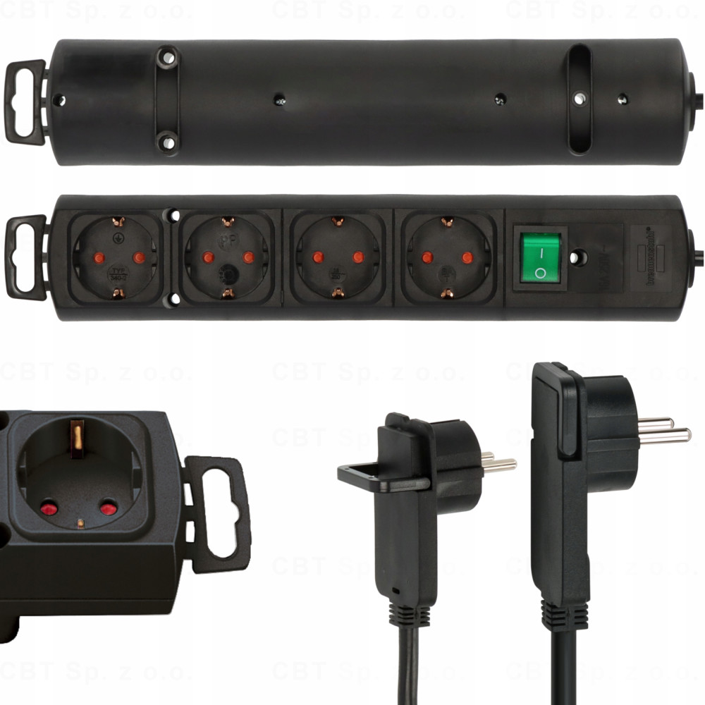 Listwa zasilająca 4 gniazda 2m H05VV-F 3G1,5 czarna Comfort-Line BRENNENSTUHL