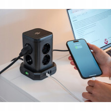 Listwa zasilająca wieża 8 gniazd 2m 3xUSB z włącznikiem BRENNENSTUHL
