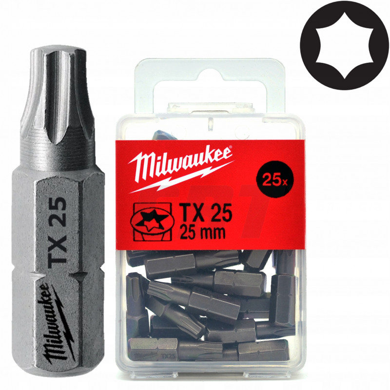 Bit torx TX25 długość 25 mm (25 sztuk) MILWAUKEE