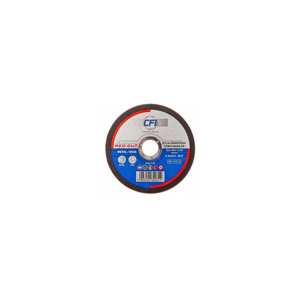 Tarcza do cięcia stali RED CUT 125 x 1.0 x 22,20 METAL/INOX CFI