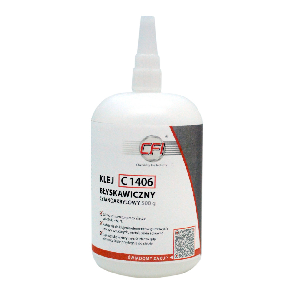 Klej błyskawiczny cyjanoakrylowy C 1406 500 g CFI
