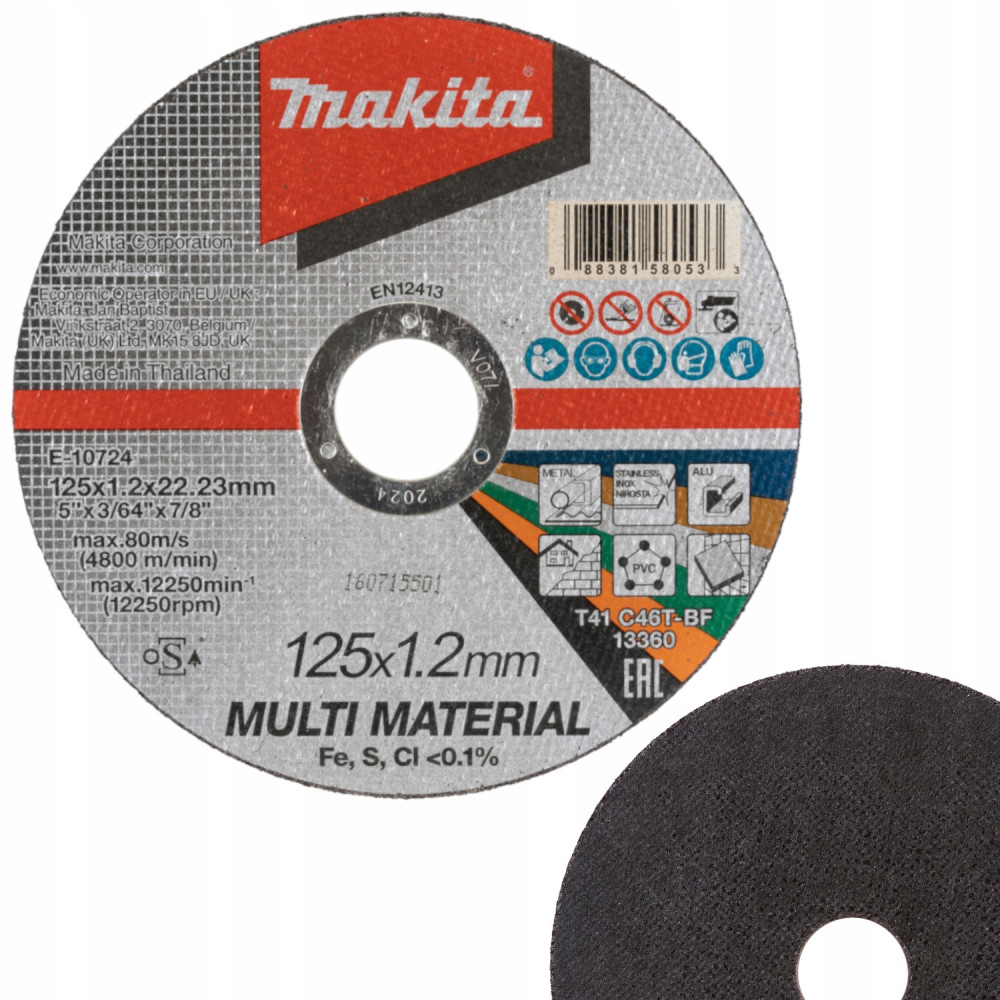 Tarcza tnąca uniwersalna, 125 x 1,2 x 22,23 mm, C46TE-10724 MAKITA
