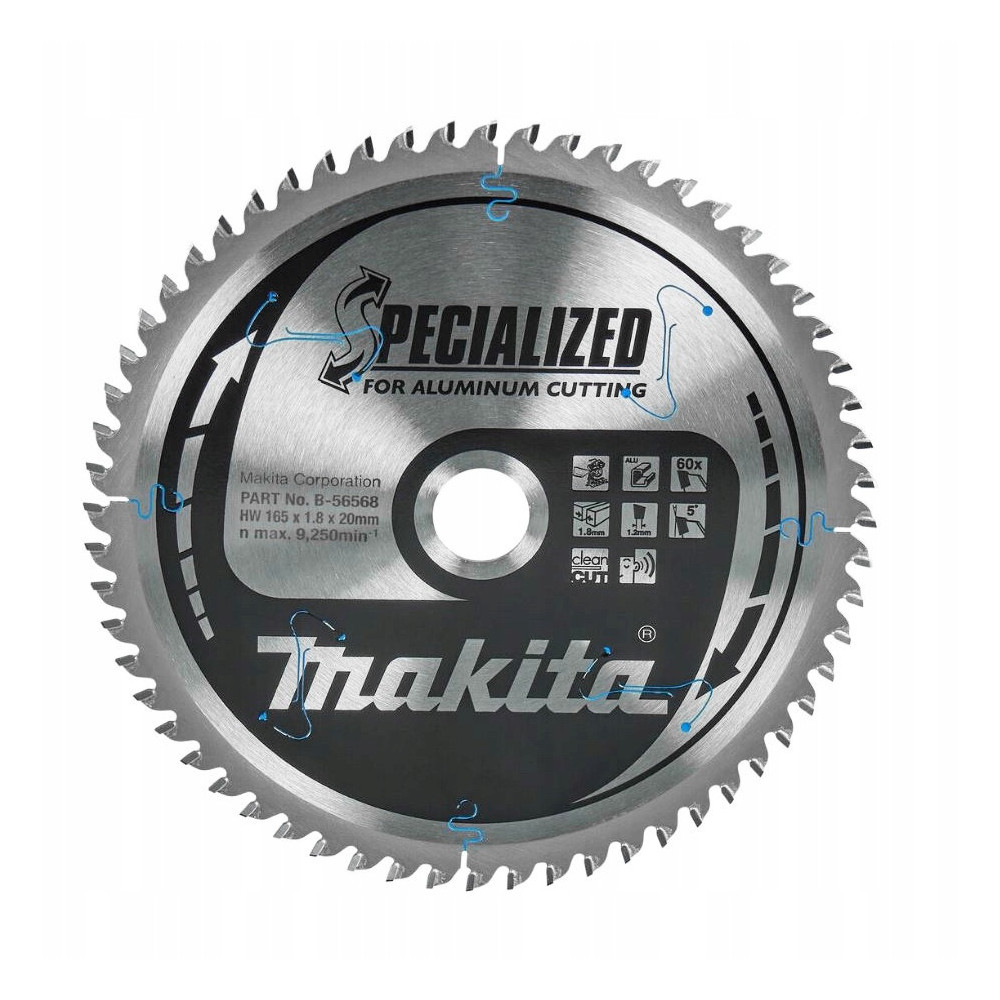 Tarcza tnąca do aluminium 165 x 20 mm, 60Z MAKITA