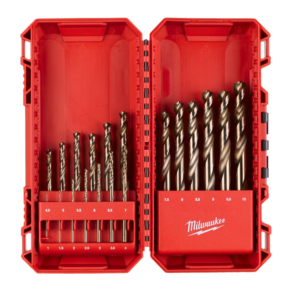 Wiertła do metalu HSS-G RED COBALT - DIN 338 zestaw 19 szt. Milwaukee