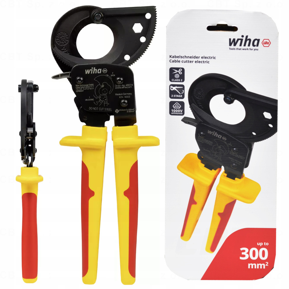 Wiha Szczypce do przewodów electric do 300 mm2 z funkcją grzechotki 275 mm, 10" WIHA