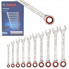 Klucz do śrub 10-częściowy zestaw kluczy grzechotkowych 8-19 Professional BOSCH