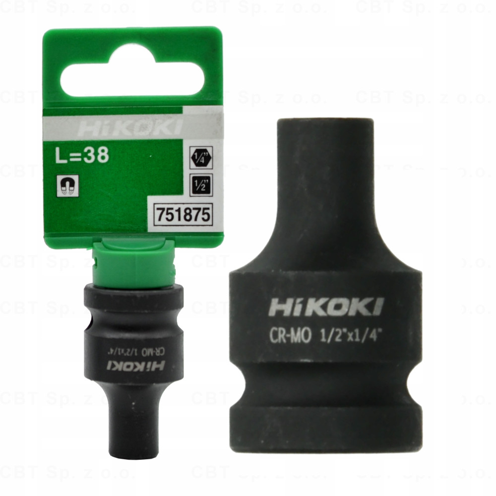 Adapter kwadrat 1/2" x  hex z magnesem 1/4" do bitów udarowych długość L-38mm  HIKOKI