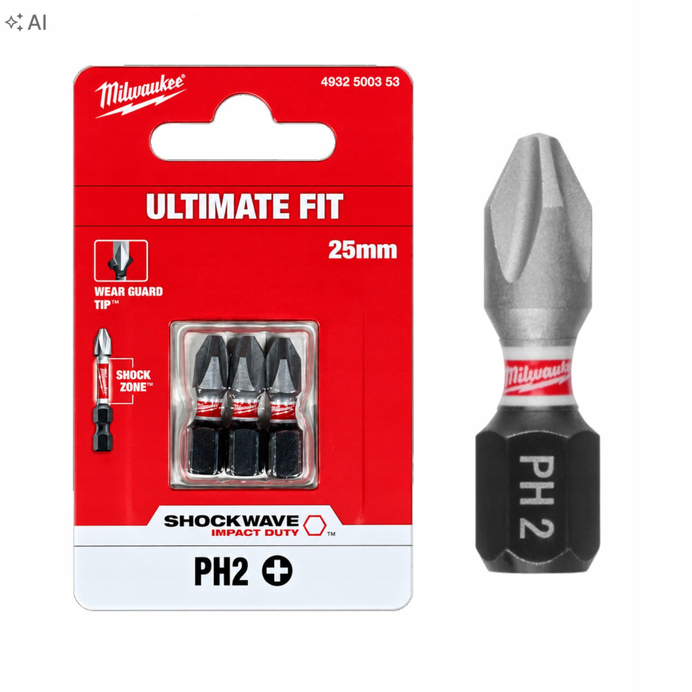 BIT UDAROWY MILWAUKEE SHOCKWAVE IMPACT DUTY PH 2 / 25 mm (3szt)