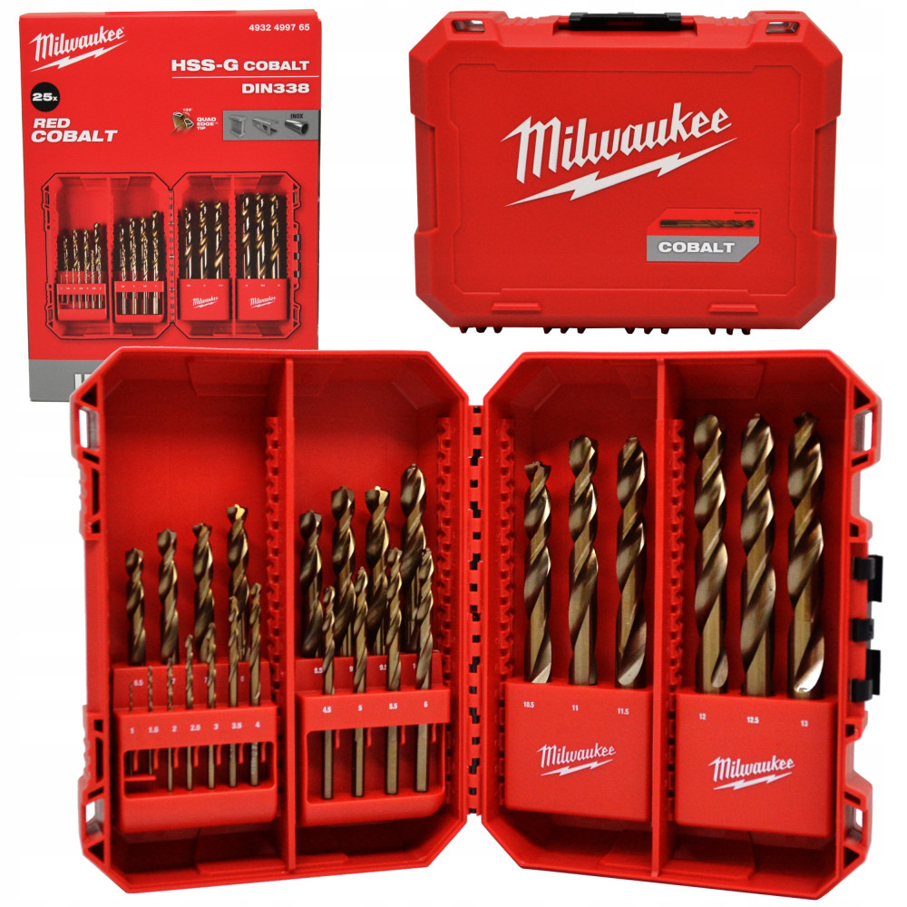 Zestaw wierteł do metalu HSS-G 25-częściowy RED COBALT PACKOUT Ready Box