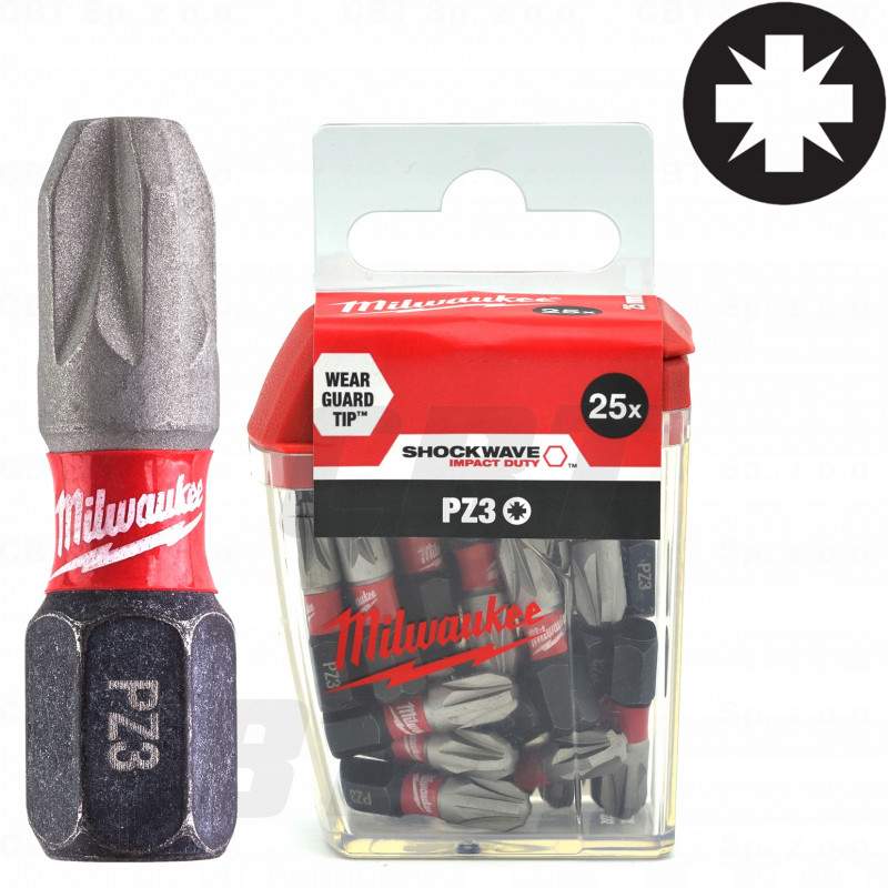 Bit Shockwave PZ3 długość 25 mm (25 sztuk) MILWAUKEE