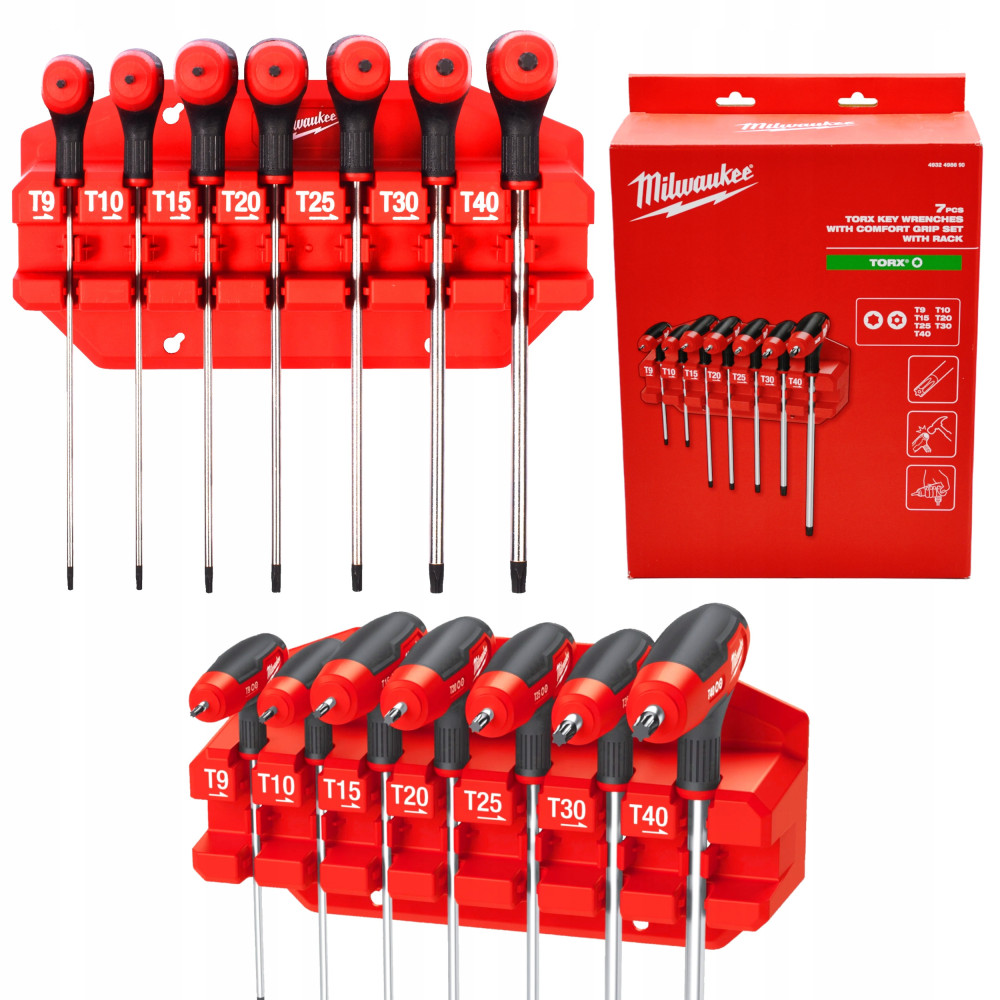 Zestaw kluczy trzpieniowych z rękojeścią, TORX, T9 - T40 MILWAUKEE