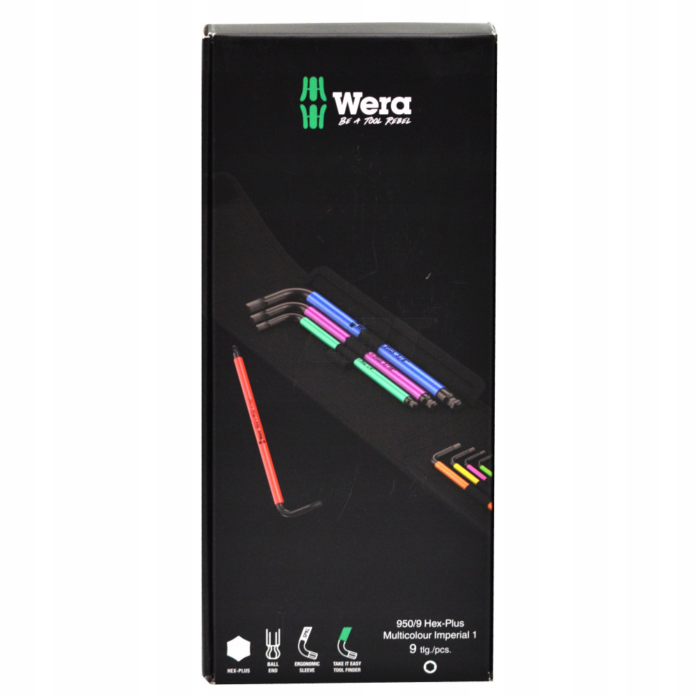 950/9 Hex-Plus Multicolour Imperial 1 Zestaw kluczy trzpieniowych z kulką, BlackLaser, calowych  WERA