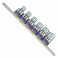 Zestaw nasadek z gniazdem E Torx 1/2" 5 cz. krótkie  E10 - E20 na szynie KING TONY