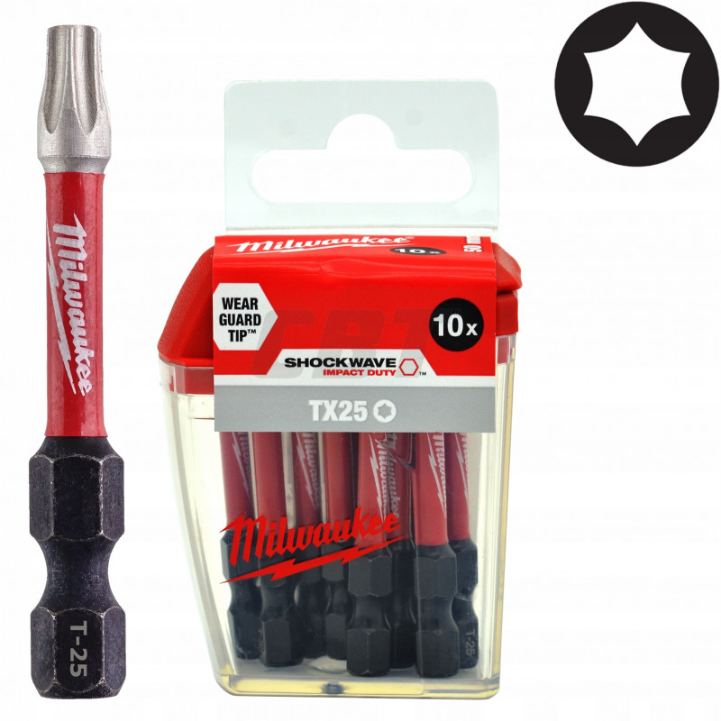 Bit Shockwave TX25 długość 50 mm (10 sztuk) MILWAUKEE