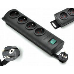 Listwa zasilajaca PrimeraLine 4 gniazda czarny 1,5m H05VVF 3G1,5 BRENNENSTUHL