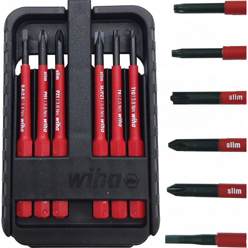 Zestaw bitów SlimBit Electric w kasecie (6 części) WIHA