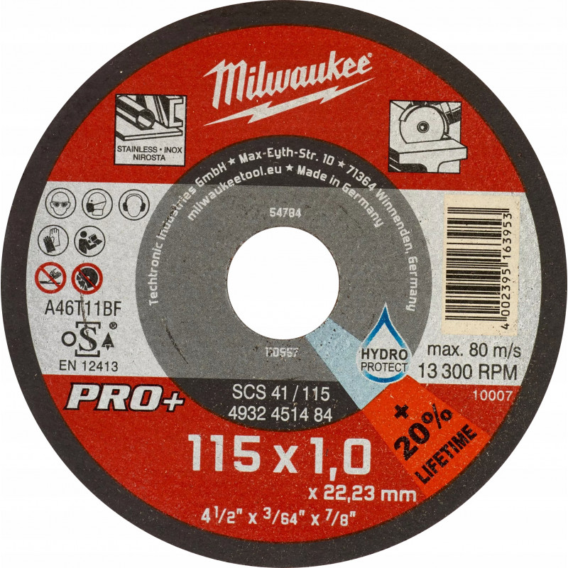 Tarcza do metalu płaska 115X1 PRO+ (1 sztuka) MILWAUKEE